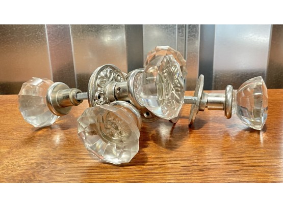 A Group Of Three Glass Door Handles Made In India