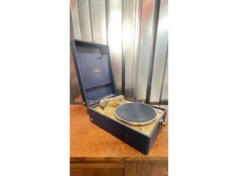 An Antique 1920's Crank Blue REX Durtum Phonograph - 11.5'w X 16'd X 6.5'h