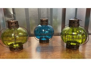 Three Jewel Tone Lanterns Never Used - 7' Diameter X 7'h