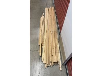 A Lot Of Wood Lath From Events - Wood Approximately 8 Feet Long Have Hooks In The Ends For Hanging