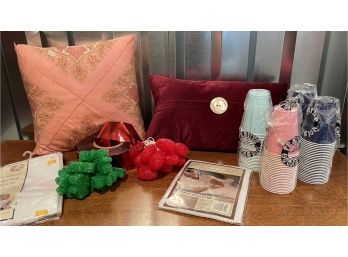 A Miscellena Lot Of Decorative Holiday & Party Items - Valentine & St. Patrick's Day Lights,  Party Cups & Mor