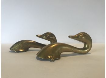Pair Of Brass Swan Decorative Hardware