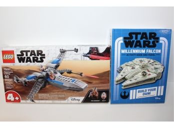 Lego Resistance X-Wing Fighter Set & 2018 Millennium Falcon Paperboard Book/Model - Star Wars Gift