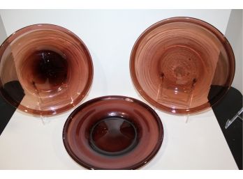 Lovely Hand Blown Red Glass Plates/Platters (3)