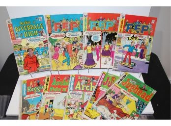 9 Archie Comics - Pep - Arhchie's Pal 'n' Gals, Reggie & Me, Archie At Riverdale, Jughead 1975-1977