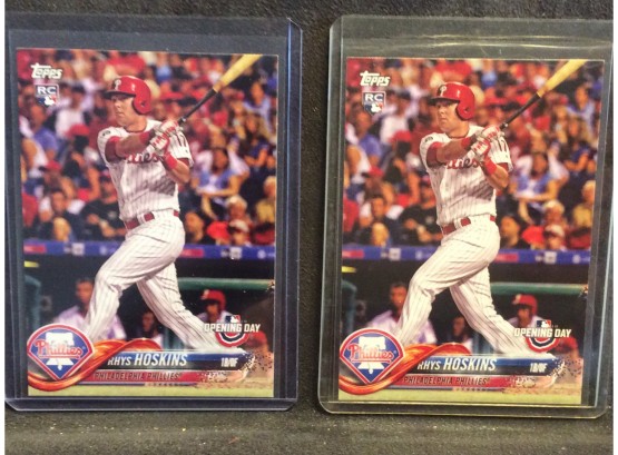 (2) 2018 Topps Opening Day Rhys Hoskins Rookie Cards