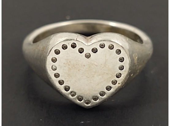 AUTHENTIC PANDORA STERLING SILVER CZ 'HEART SIGNET' RING SIZE 6 1/2