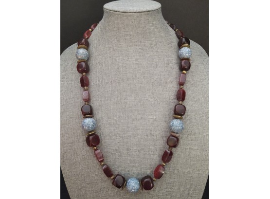 VINTAGE TRIBAL HORN AND STONE BEAD NECKLACE