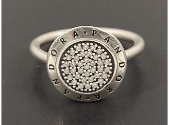 AUTHENTIC PANDORA STERLING SILVER CZ 'SIGNATURE' RING SIZE 7