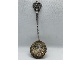 Stunning Antique ENGLISH STERLING SILVER  Pierced PEA SPOON With Figural GRIFFIN Handle