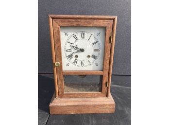 Vintage URGOS Oak Shelf Clock With Tin Dial