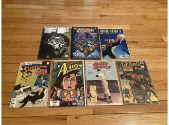 Comic Book Lot, Including Sealed Graphic Novels And Mickey Mantle Comic With Miniature Record