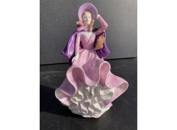 Stunning Vintage COALPORT Porcelain Statue Of A Woman Of Means In High Fashion Period Attire