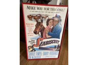 RARE Original 1954 SEABISCUIT Movie Poster In Gallery Frame- Classic Horse Racing Film With SHIRLEY TEMPLE!