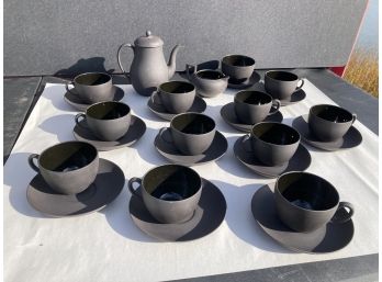 Early WEDGWOOD 'basalt' Black Bisque Porcelain Tea Service
