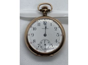 Antique Men's WALTHAM Gold Filled Pocket Watch With Porcelain Dial- Working Order!
