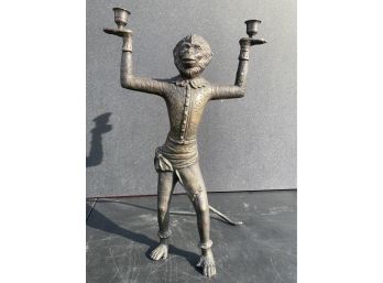 LARGE 21' Charming Solid Bronze Monkey Butler Figural Candle Holder