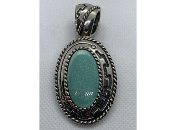 Very Fine Sterling Silver And Turquoise Cabochon Pendant By Navajo Artist CAROLYN POLLACK RELIOS