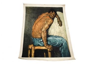 Vintage Cezanne Stretched Canvas Reproduction 'The Negro Scipion' Printed In Italy