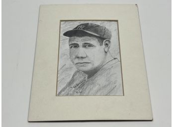 Babe Ruth Drawing Signed