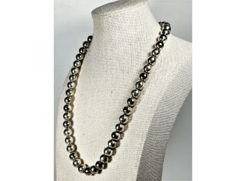Large Sterling Silver Beaded Necklace 925 20' Long
