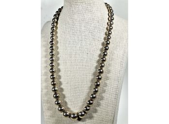 Large Sterling Silver Graduated Beaded Necklace
