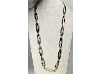 Fine Contemporary Gold Over Sterling Silver Necklace 24' Elipse Links