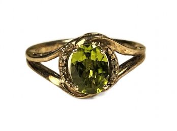 Fine Sterling Silver Peridot Ladies Ring 925 About Size 6