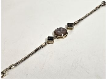 Sterling Silver Fine Quality Bracelet W Purple Stones