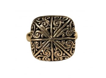 Contemporary Sterling Silver Ladies Ring Having Scroll Design About Size 7