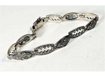 Fine Sterling Silver Marcasite Link Bracelet