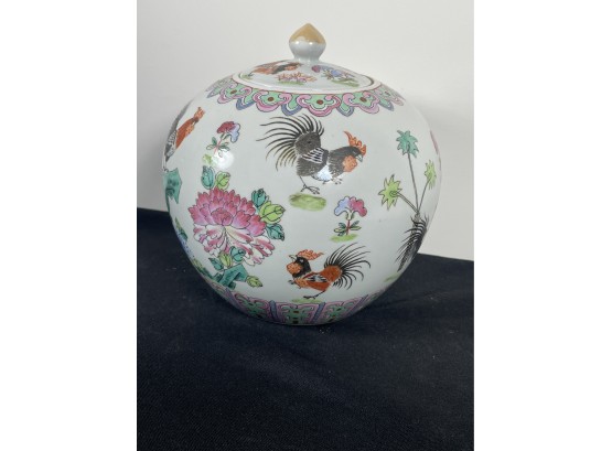 FAMILLE ROSE MELON JAR WITH CHICKENS