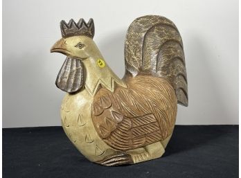 CARVED AND PAINTED WOOD HEN