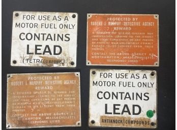 TWO PORCELAIN FUEL SIGNS AND TWO MURPHY DETECTIVE AGENCY SIGNS