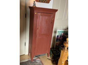 RED PAINTED PINE CABINET