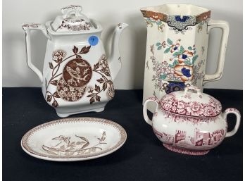 FOUR PIECES ENGLISH IRONSTONE, VARIOUS MAKERS