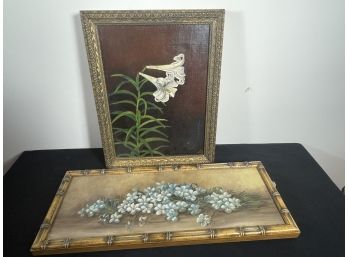 TWO ANTIQUE STILL LIFE PAINTINGS OF FLOWERS, ONE INITIALED