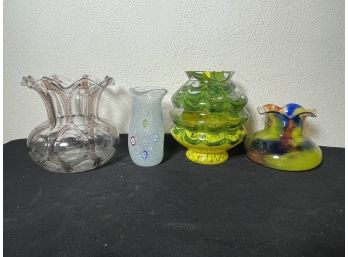 FOUR PIECES HANDBLOWN VINTAGE ART GLASS