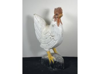 LARGE CARVED WOOD ROOSTER