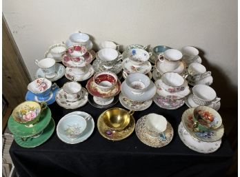 35 BETTER CUPS AND SAUCERS INCLUDES AYNSLEY, STAFFORDSHIRE, AND MORE