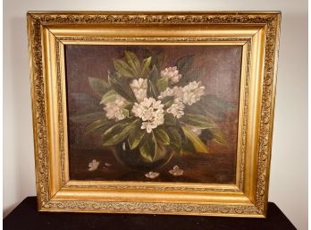 A LARGE OIL ON CANVAS STILL LIFE PAINTING, 19TH CENTURY UNSIGNED
