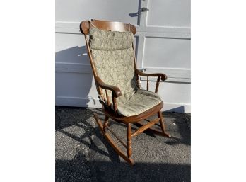 Antique Hitchcock Rocking Chair With Green Cushions