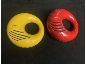 Vintage 1970 Panasonic National R-72 Toot-A-Loop Yellow And Red AM Radios