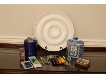 Assortment Of Coasters, Tea Canaster, Knives & More!