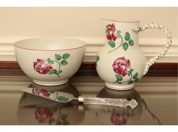 Tiffany Rose Pitcher And Bowl