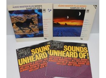 2 Ltd Edition Copies Of Sounds Unheard Of Percussion & Guitar & Audio Masters Plus Series Sampler Vols. 1 & 2