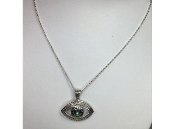 Fantastic 925 / Sterling Silver 18' Necklace With Labradorite Evil Eye Pendant - Brand New - NEVER WORN !