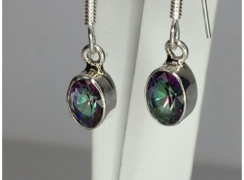 Very Nice And Unusual Sterling Silver Earrings With Alexandrite - Very Pretty - Brand New - Great Gift Idea