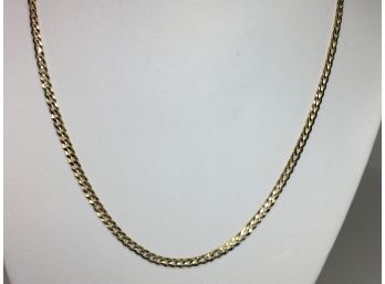 Beautiful 925 / Sterling Silver With 14K Gold Overlay Unisex Curb Link 18' Necklace - Brand New - Never Worn !