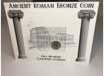 Amazing Genuine Ancient Roman Bronze Coin 100-450 AD - With Certificate Of Authenticity - Piece Of History